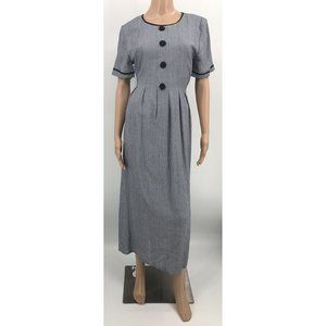 Vintage J.B.S. Ltd Short Sleeve Houndstooth Pattern Dress Back Waist Ties